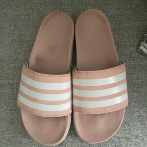 Adidas pink slides, women’s size 9